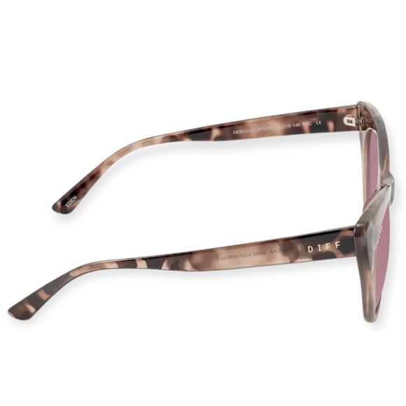 DIFF Eden Sunglasses Blush Tortoise Frame Wine Lenses Cateye NWT - Picture 4 of 10